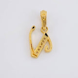 Pendant Italic Letter V 0.95g / 3/4 in 18K Yellow Gold