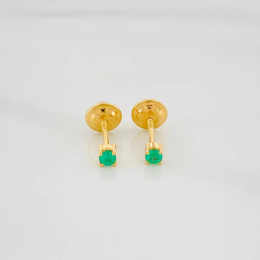 Stud Earrings Emerald Dot 0.7Pts 0.55 g / in / 1.8 mm Yellow Gold 18K