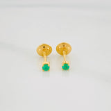 Stud Earrings Four Prongs Emeralds 09Pts 0.55 g / in / 2.2 mm Yellow Gold 18K