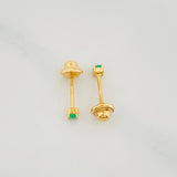 Stud Earrings Four Prongs Emeralds 09Pts 0.55 g / in / 2.2 mm Yellow Gold 18K