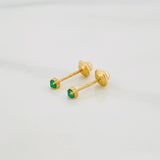 Stud Earrings Four Prongs Emeralds 09Pts 0.5 g / in / 2.2 mm Yellow Gold 18K