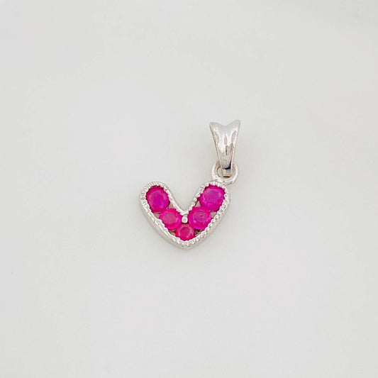 Dije Corazon Rubies 20Pts 0.5 g / 1/2 in Plata 925