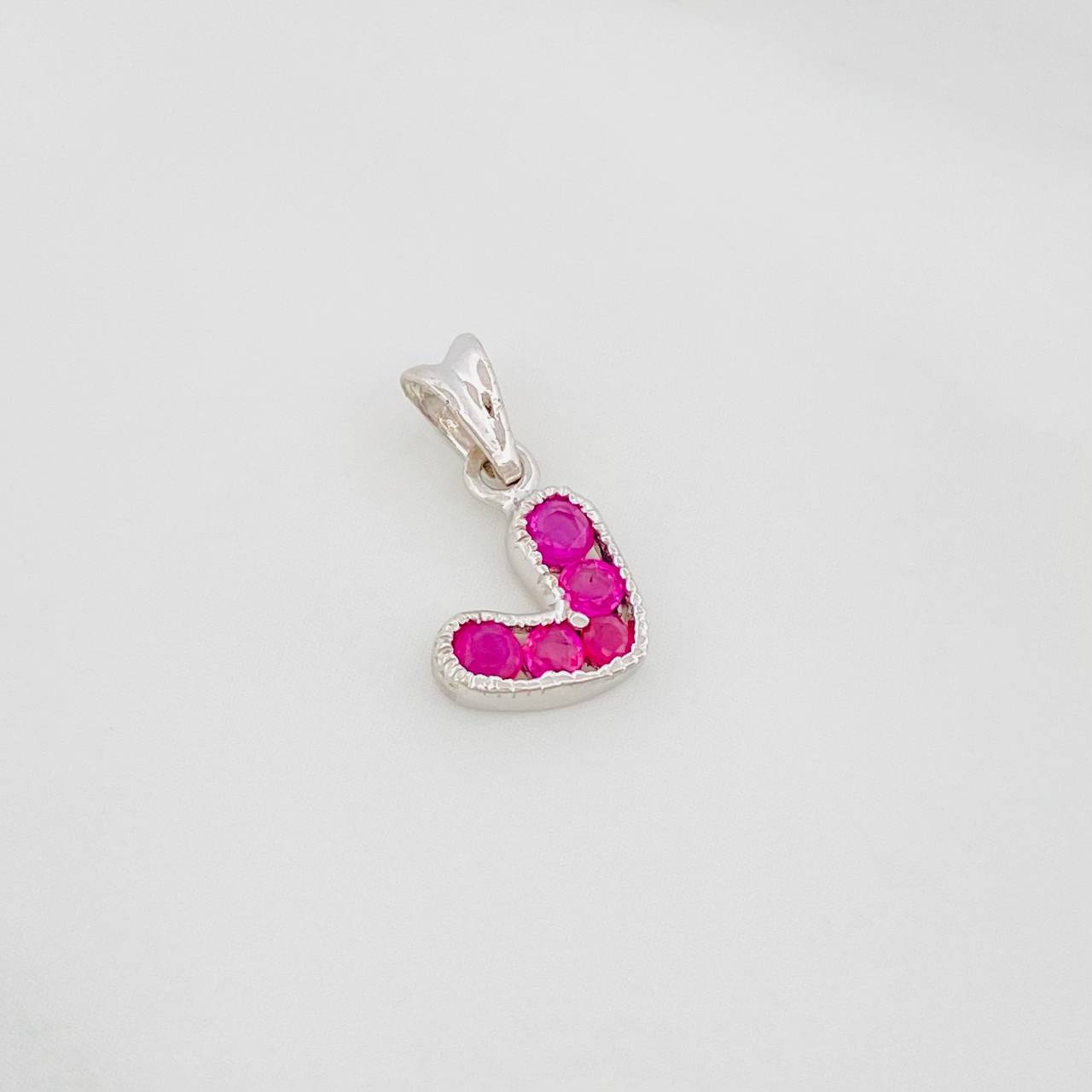 Dije Corazon Rubies 20Pts 0.5 g / 1/2 in Plata 925