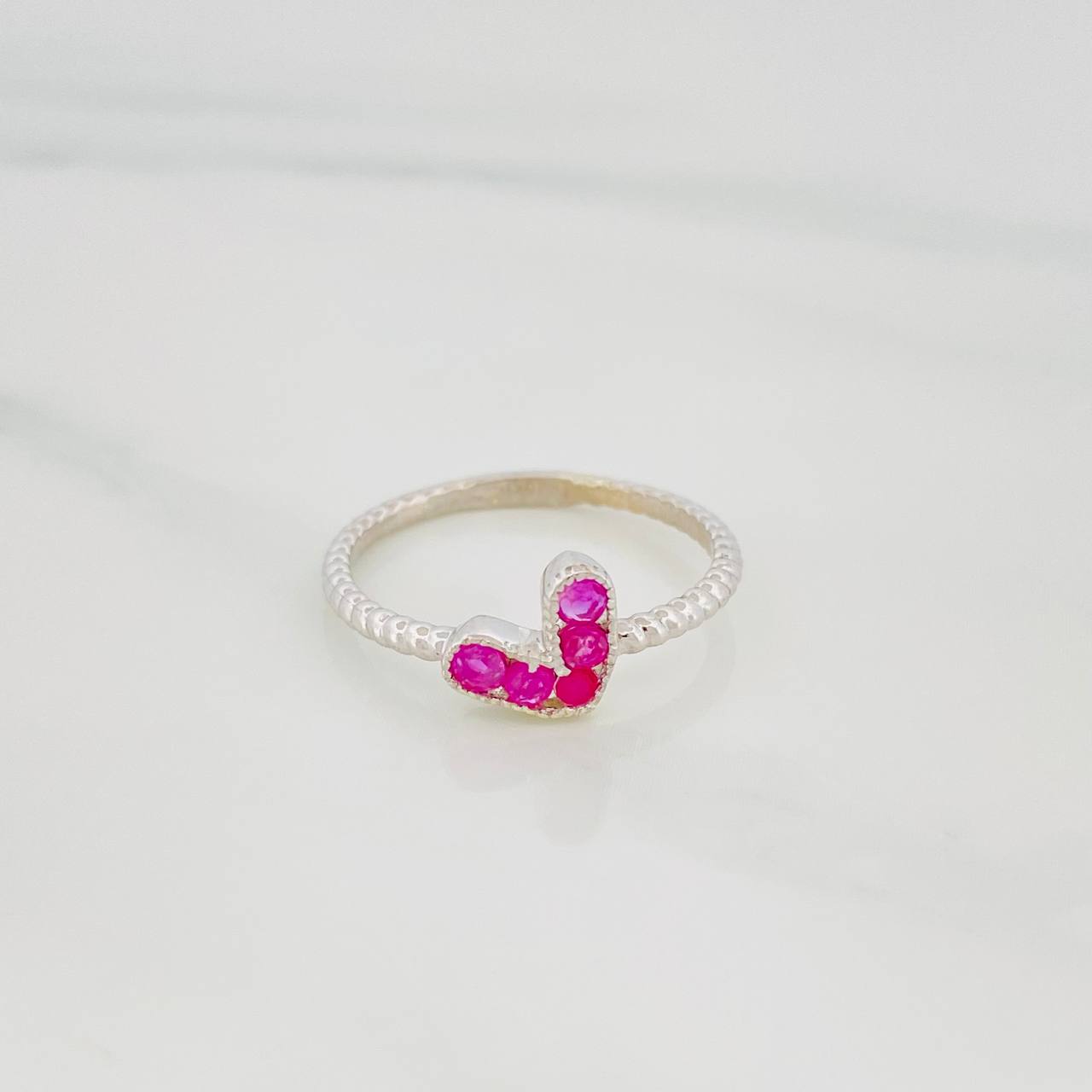Anillo Corazon Rubies 20Pts 1.4 g / T6 1/2 Plata 925