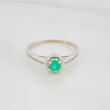 Anillo Halo Esmeralda 22Pts 1.35 g / T6 1/2 Plata 925