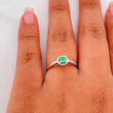 Anillo Halo Esmeralda 22Pts 1.35 g / T6 1/2 Plata 925