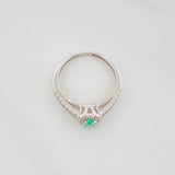 Square Halo Ring Emerald 14Pts 1.75 g / T7 3/4 Silver 925