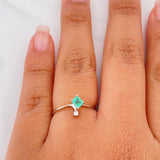 Emerald Rhombus Ring 22 Pts 1 g / T6 1/2 Silver 925