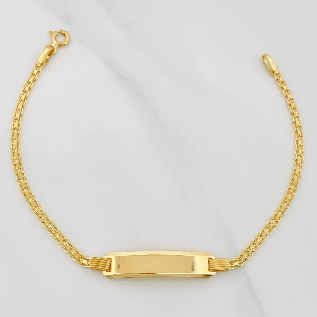 Pulso Chino Placa Rectangular 4.75g / 7 in / 1.5mm Oro Amarillo 18K