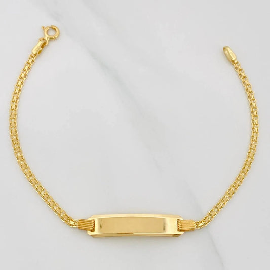 Pulso Chino Placa Rectangular 4.75g / 7 in / 1.5mm Oro Amarillo 18K