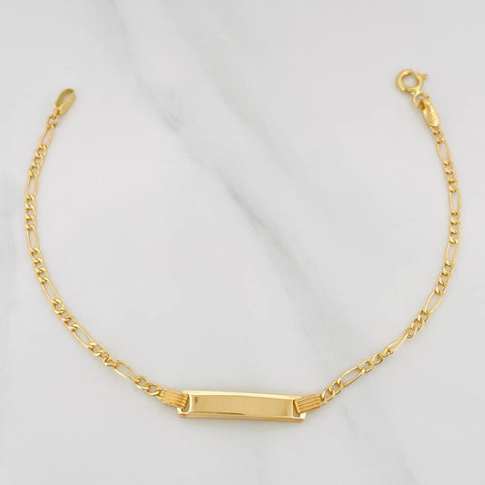 Pulso Figaro Placa Rectangular 1.55 g / 6 1/4 in / 2 mm Oro Amarillo 18K
