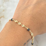 Bracelet Gc Barrel Black Rubbers 3gr / 8 in / 4.5mm Yellow Gold 18K