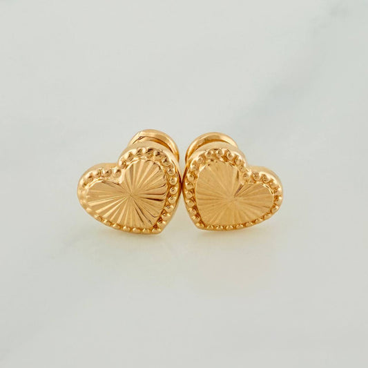 Heart Stud Earrings 1.1gr / 10mm 18K Yellow Gold &