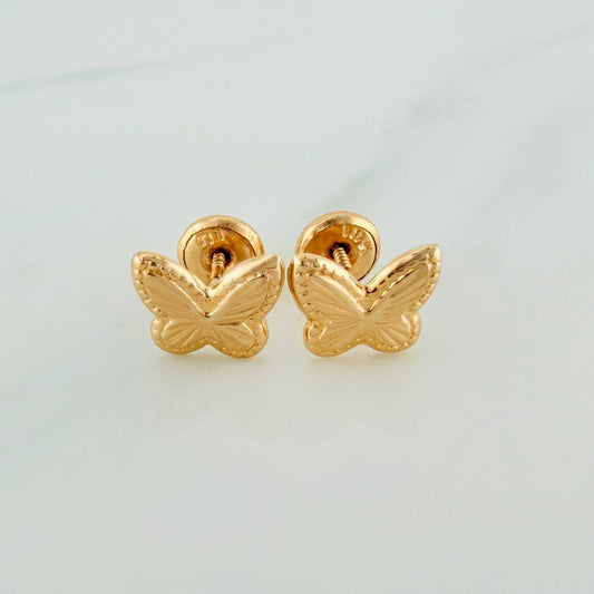 Butterfly Stud Earrings 0.9gr / 6mm 18K Yellow Gold &