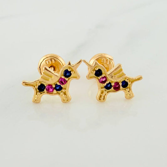 Unicorn Stud Earrings 1.1gr / 7mm 18K Yellow Gold &