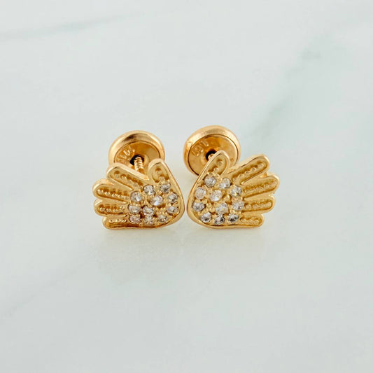 Hands Stud Earrings 1.05gr / 4mm 18K Yellow Gold &