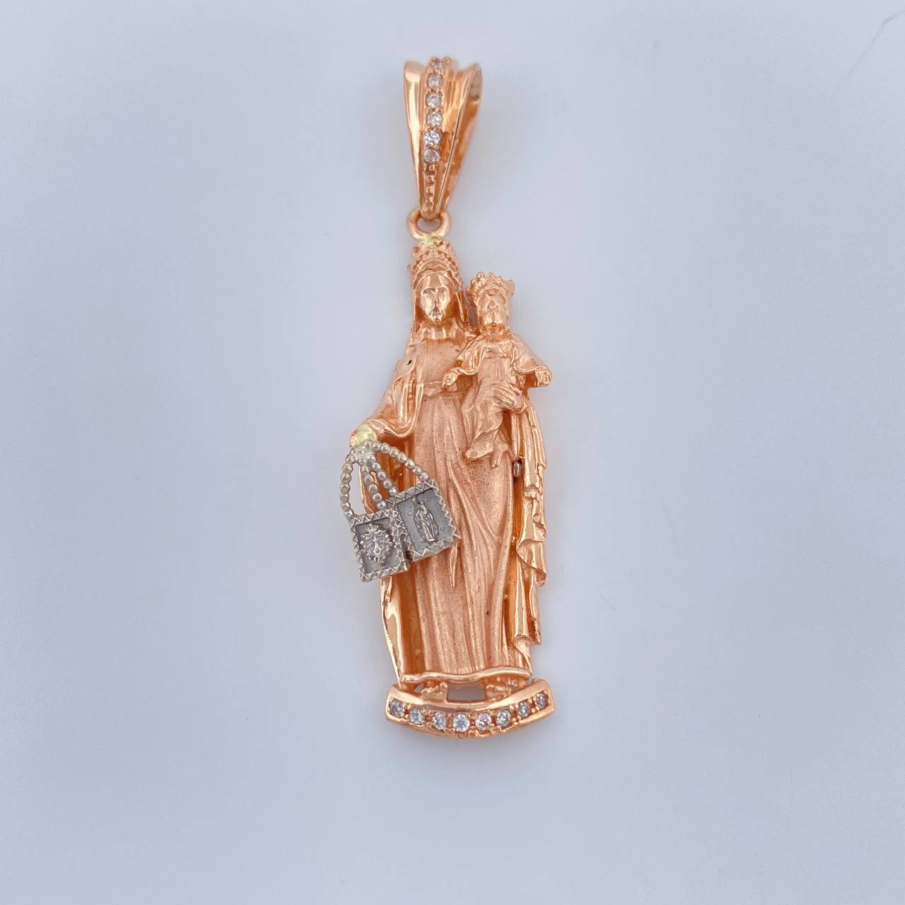 Dije Virgen Del Carmen 6.05gr / 1 3/4 in / Dos Oros Blanco Rosa 18K %