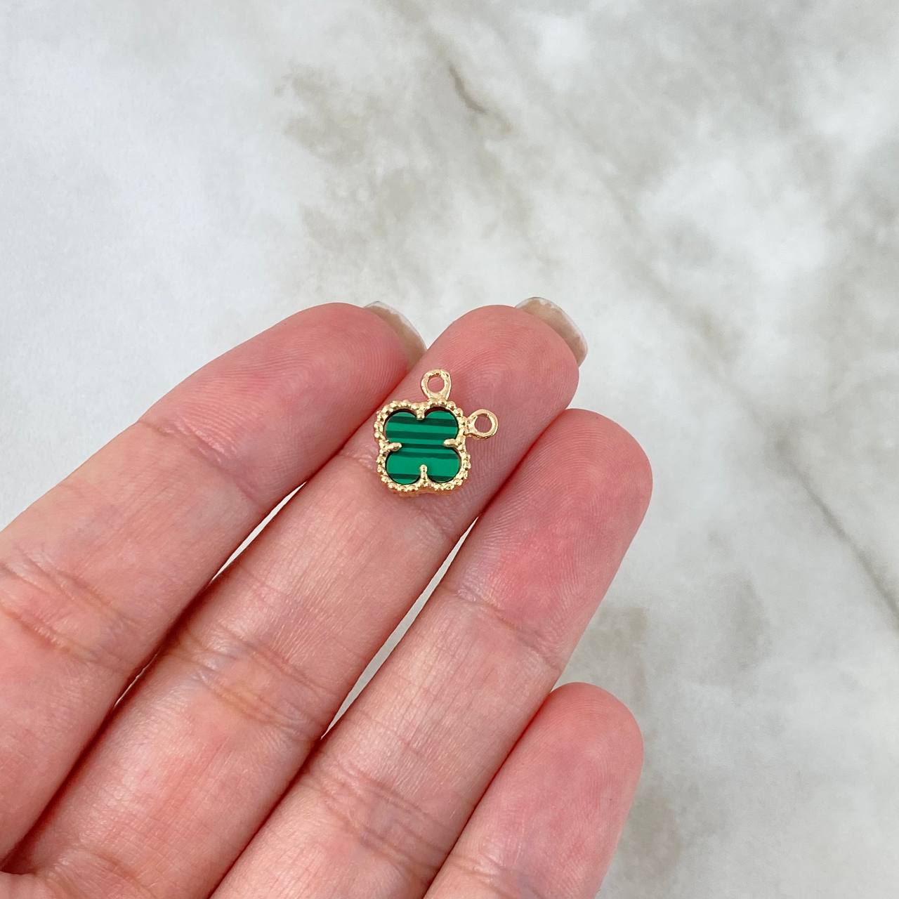 Charm Clover VCyA 1.25gr / 1cm / Green Malachite Yellow Gold +4