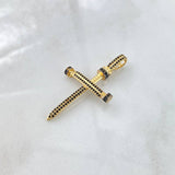 Pendant Nail Cross 4.15gr / 4.5cm / Black Zircons 18K Yellow Gold ©