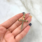 Pendant Nail Cross 4.15gr / 4.5cm / Black Zircons 18K Yellow Gold ©