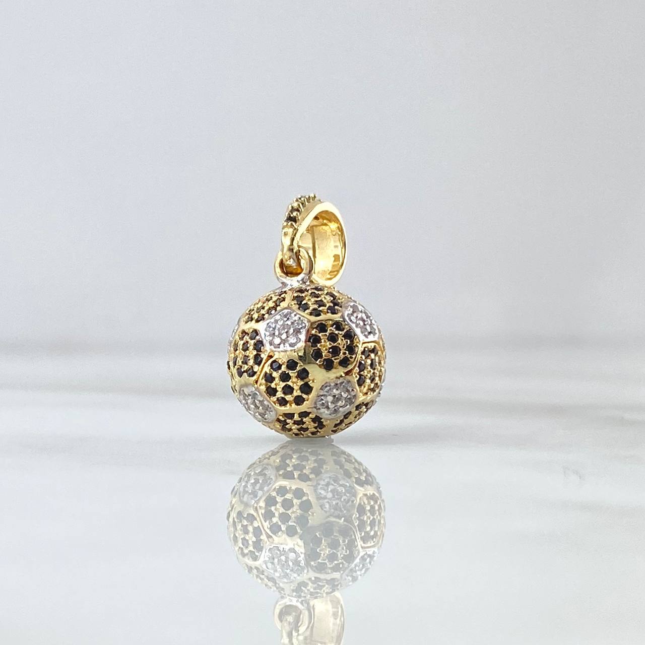 Pendant Soccer Ball 7.05gr / 2cm / White Black Zircons Yellow Gold 18K ©
