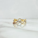 Interlinked Heart Pendant Ring Hoops 3gr / T6 1/4 / White Zircons Three 18K Golds ©