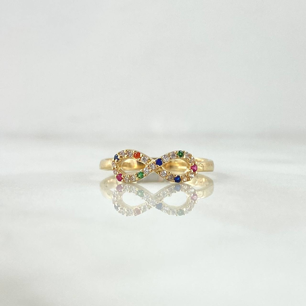 Infinity Ring Lemniscata 1.5gr / Size 6 / Multicolor Zircons 18K Yellow Gold ©