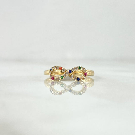 Infinity Ring Lemniscata 1.5gr / Size 6 / Multicolor Zircons 18K Yellow Gold ©
