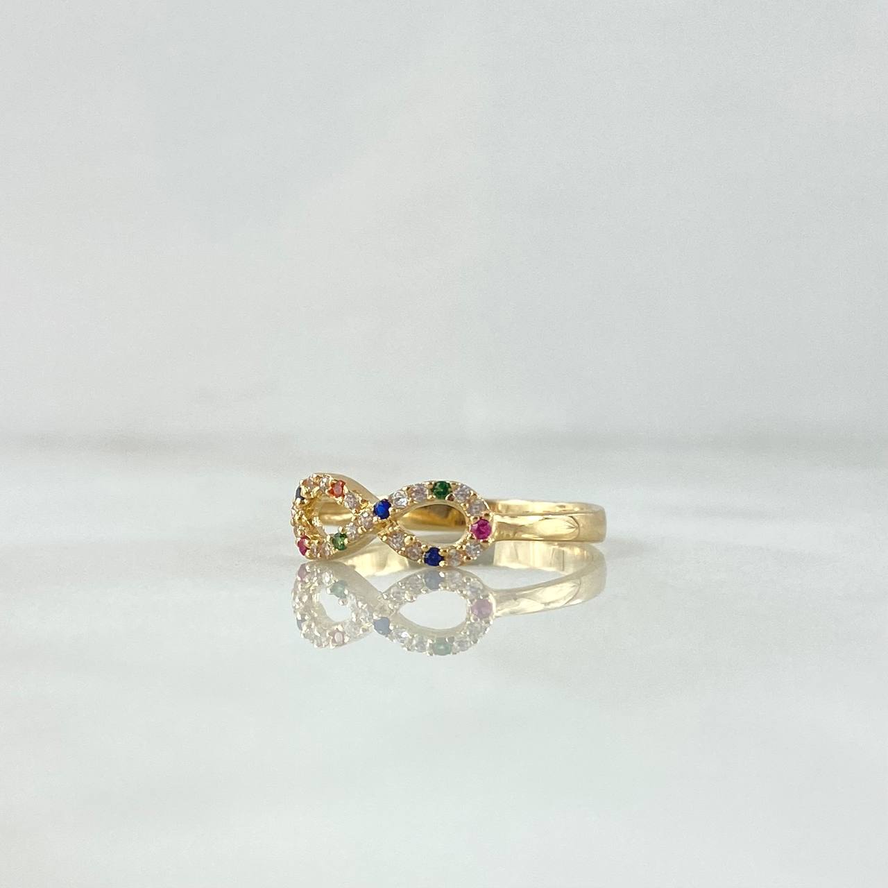 Infinity Ring Lemniscata 1.5gr / Size 6 / Multicolor Zircons 18K Yellow Gold ©