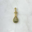 Pendant Money Bag 8.55gr / 4cm / Green Zircons 18K Yellow Gold