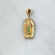 Pendant Virgin Guadalupe 5.7gr / 3.5cm / White Green Fuchsia Zircons 18K Yellow Gold