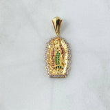 Pendant Virgin Guadalupe 5.7gr / 3.5cm / White Green Fuchsia Zircons 18K Yellow Gold
