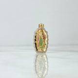 Pendant Virgin Guadalupe 5.7gr / 3.5cm / White Green Fuchsia Zircons 18K Yellow Gold