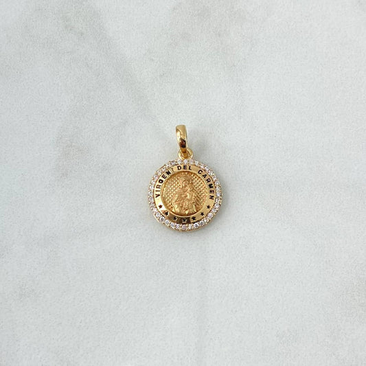 Dije Virgen Del Carmen 2.25gr / 2cm / Circones Blancos Oro Amarillo 18K