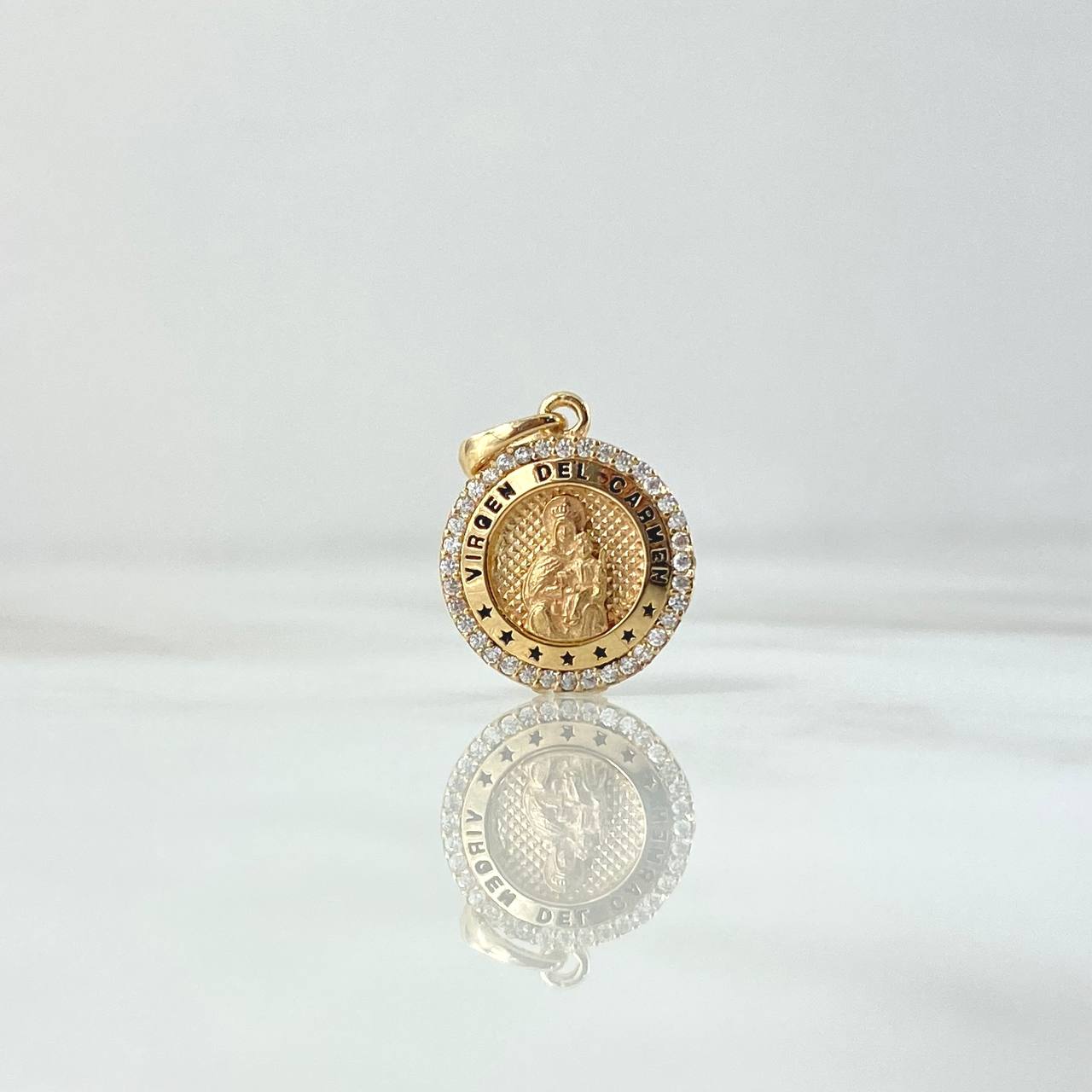 Dije Virgen Del Carmen 2.25gr / 2cm / Circones Blancos Oro Amarillo 18K