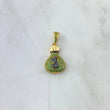 Dije Bolsa De Dinero 5gr / 3.3cm / Circones Verdes Negros Oro Amarillo 18K