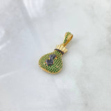 Dije Bolsa De Dinero 5gr / 3.3cm / Circones Verdes Negros Oro Amarillo 18K