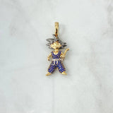 Pendant Animated 6.4gr / 4cm / Blue Zircons Two 18K Yellow White Golds