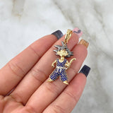Pendant Animated 6.4gr / 4cm / Blue Zircons Two 18K Yellow White Golds