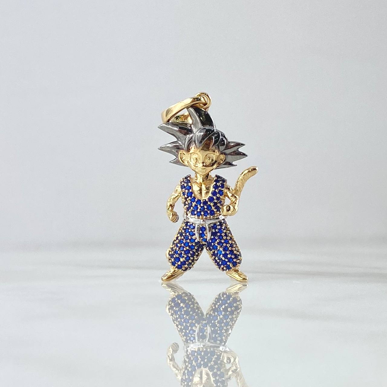 Pendant Animated 6.4gr / 4cm / Blue Zircons Two 18K Yellow White Golds