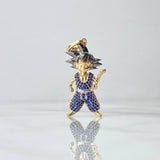 Pendant Animated 6.4gr / 4cm / Blue Zircons Two 18K Yellow White Golds