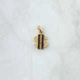 Pendant I Continue Dollar 1.7gr / 2.1cm / White Black Zircons 18K Yellow Gold