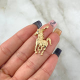Pendant Horse 2.7gr / 3.2cm / Blue Zircon 18K Yellow Gold