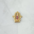Charm Virgen Guadalupe 2.8gr / 2.2cm / Filigree White Blue Fuchsia Zircons 18K Yellow Gold *