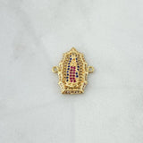 Charm Virgen Guadalupe 2.8gr / 2.2cm / Filigree White Blue Fuchsia Zircons 18K Yellow Gold *