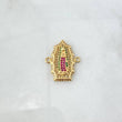 Charm Virgen Guadalupe 2.85gr / 2.3cm / Filigree White Green Fuchsia Zircons 18K Yellow Gold ©