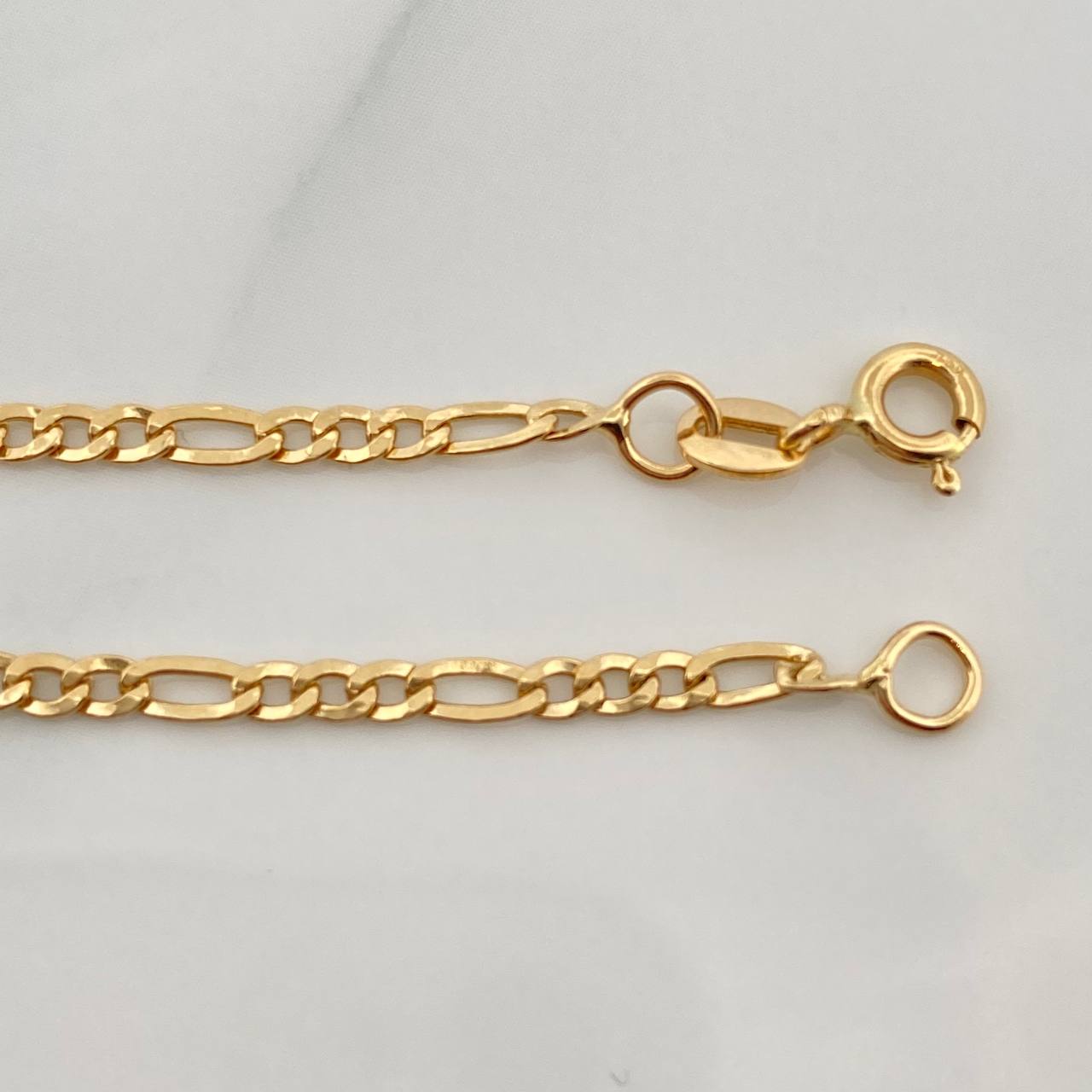 Figaro Bracelet Plate 2gr / 6 in / 2mm Yellow Gold +1 18K &