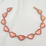 Pulso Corazones 10.4gr / 7 3/4 in / 9.55mm Dos Oros Amarillo Rosa 18K %