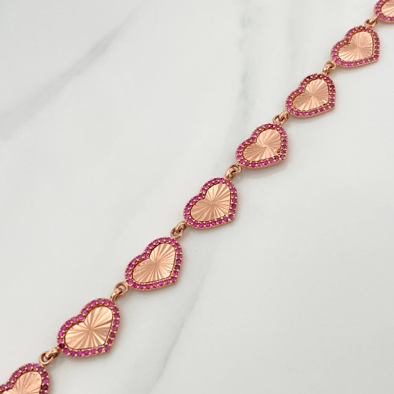 Pulso Corazones 10.4gr / 7 3/4 in / 9.55mm Dos Oros Amarillo Rosa 18K %