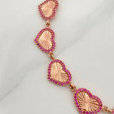 Pulso Corazones 10.4gr / 7 3/4 in / 9.55mm Dos Oros Amarillo Rosa 18K %